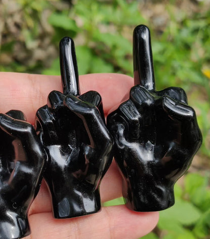 Natural Black Obsidian Middle Finger