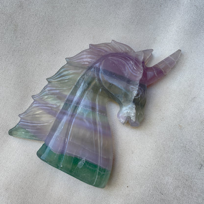 genuine Fluorite gemstone carved Unicorn