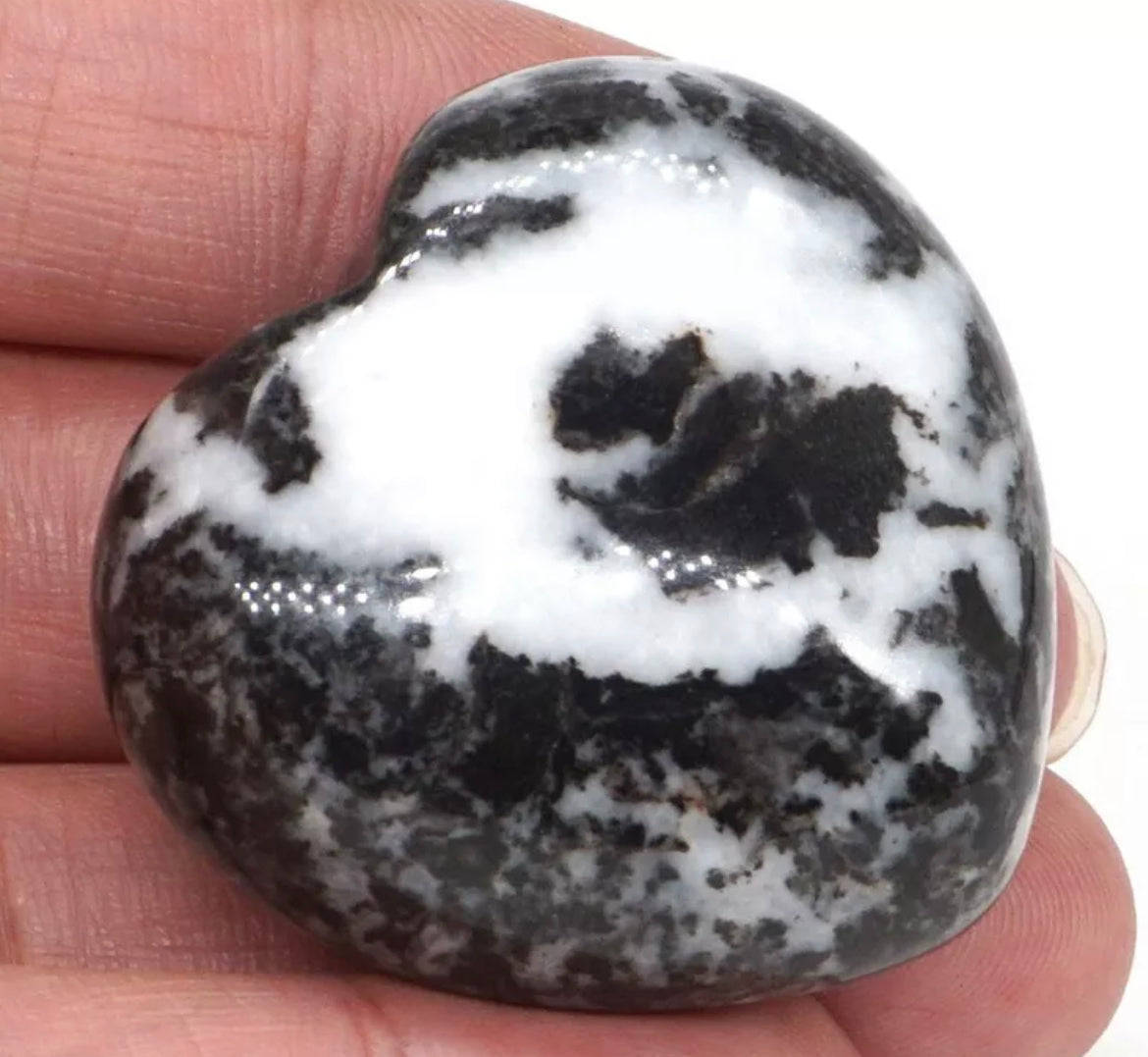 Natural Zebra Jasper Carved Crystal Heart