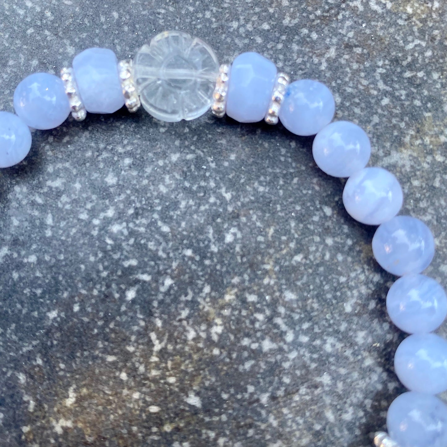 Blue Lace Agate “Goddess” and Clear Quartz W/ Sterling Silver