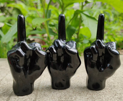 Natural Black Obsidian Middle Finger