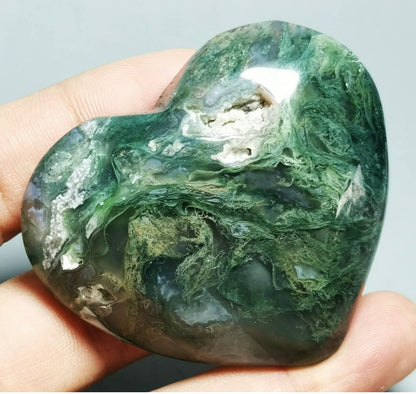 NATURAL Moss Agate heart