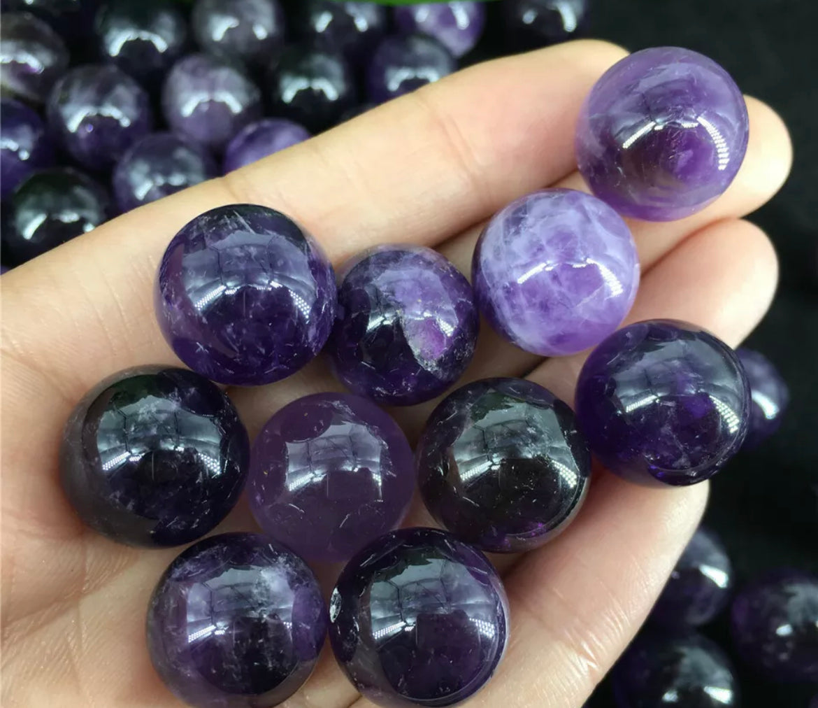 Semiprecious Genuine Amethyst gemstone Crystal mini-Sphere