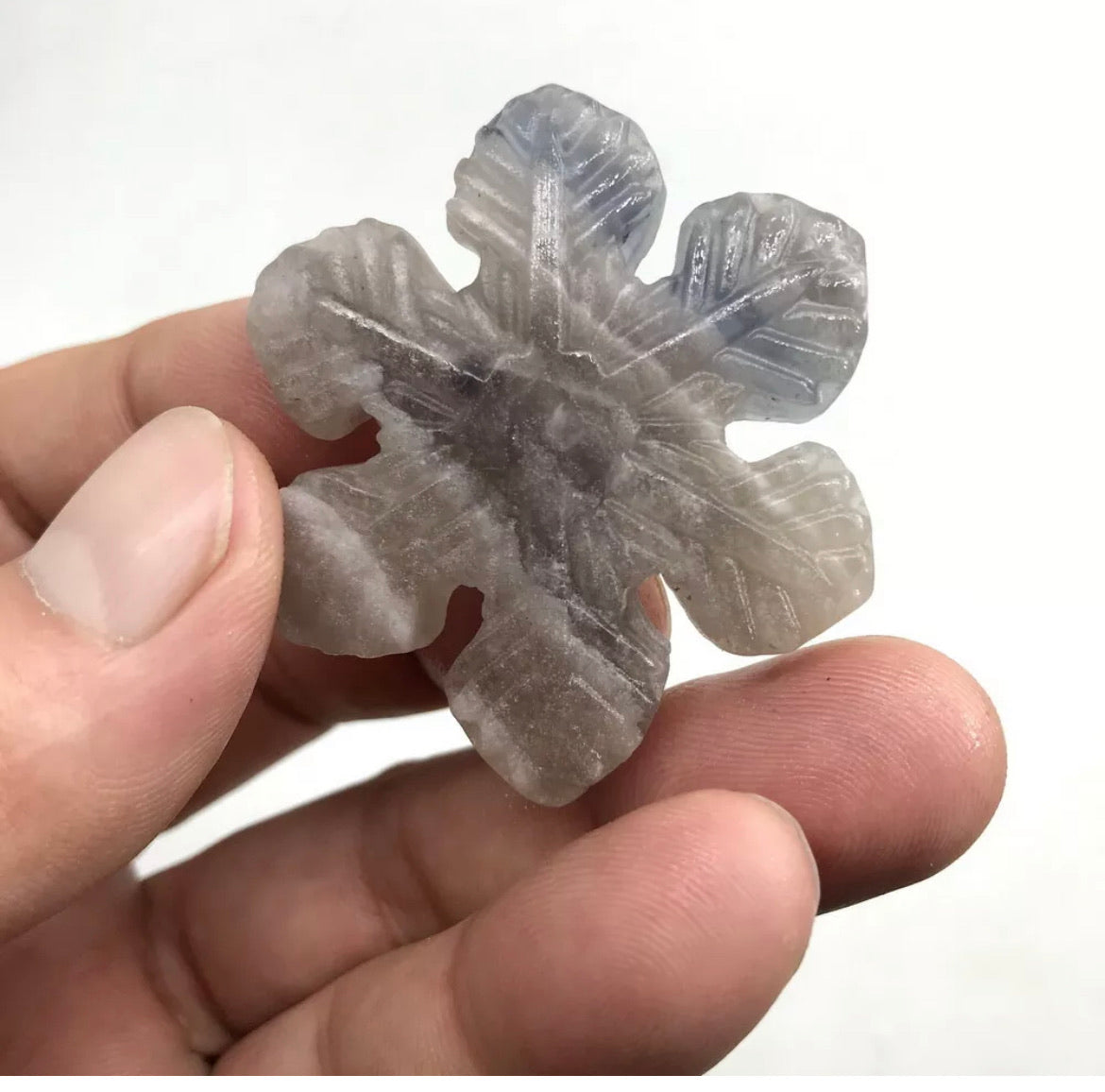 Natural fluorite crysyal hand-carved  snowflake