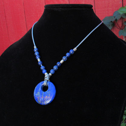 Lapis Lazuli Leather Necklace