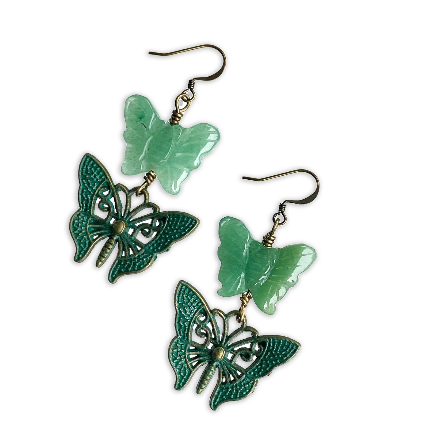 Green Aventurine gemstone Butterfly Earrings