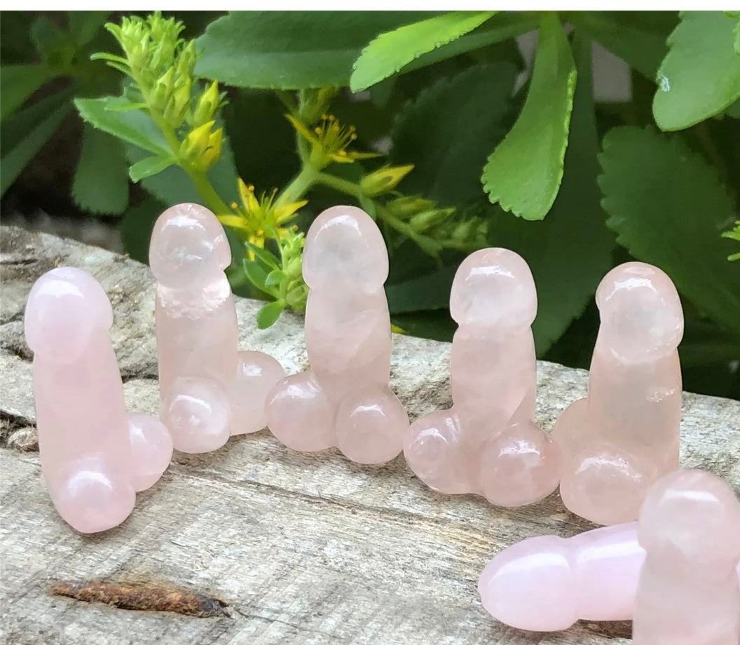 Natural Rose Quartz gemstone Penis (Mini)