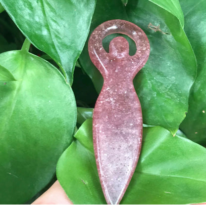 Natural Strawberry Quartz Goddess Totem