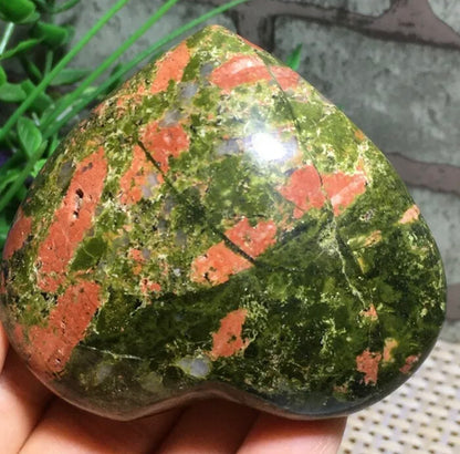 Natural Unakite gemstone carved Heart