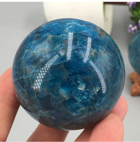 Natural Apatite Gemstone Sphere with Stand