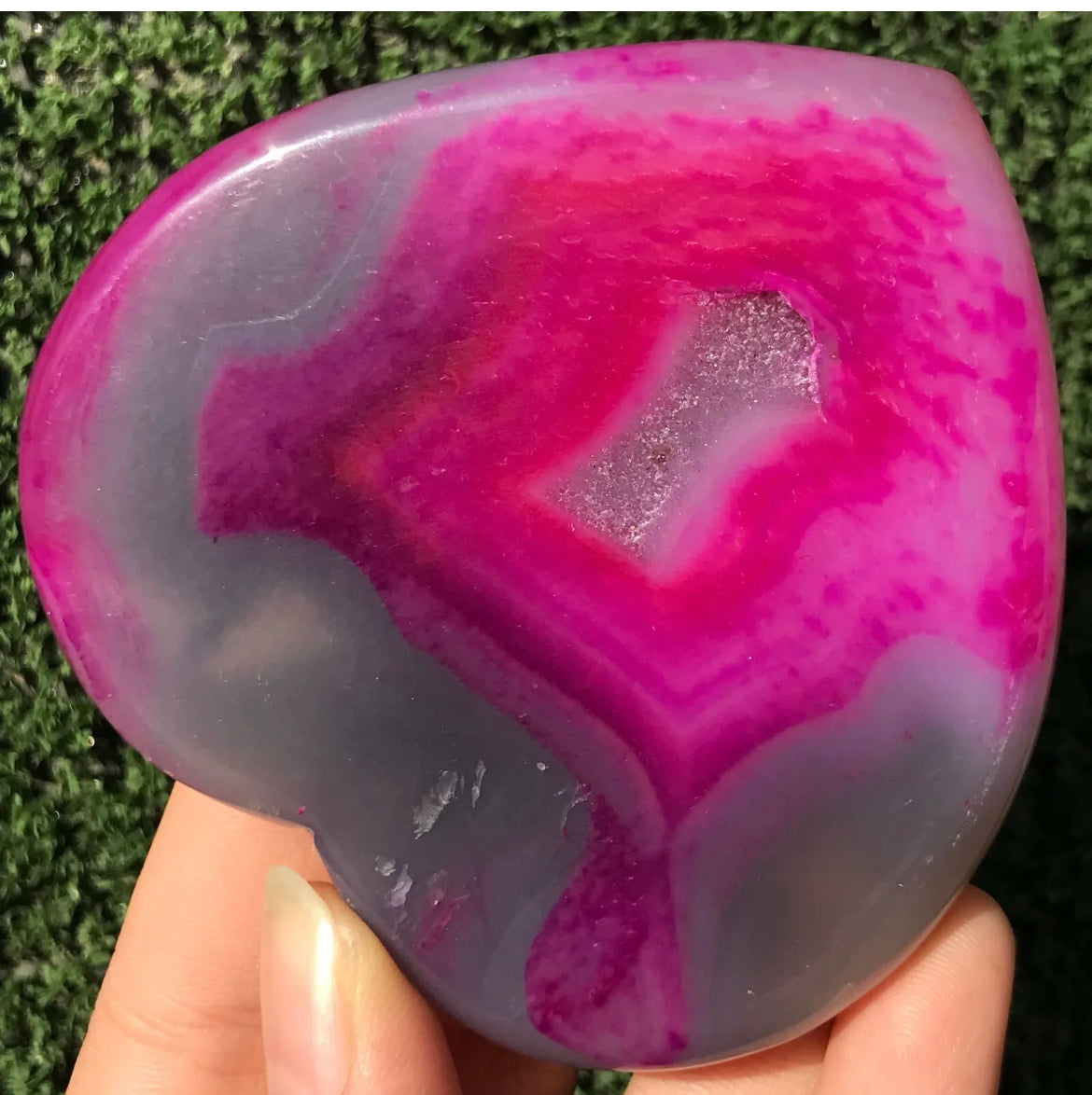 Pink Agate Geode Heart