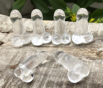 Natural Clear Quartz gemstone carved  Penis