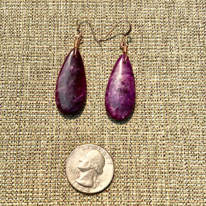 Purple Lepidolite Drop Earrings w/ 14 kt Rose Gf