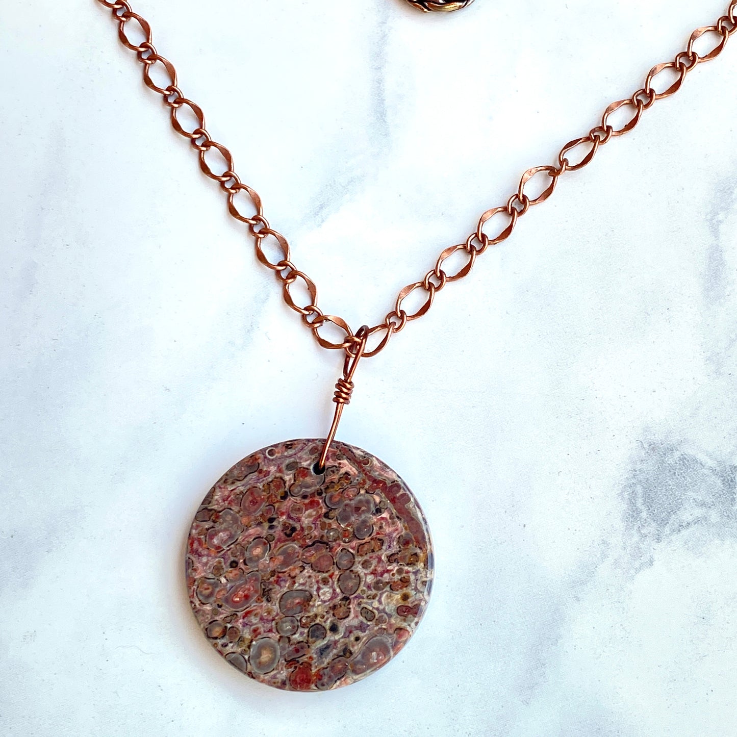 Leopard Print Jasper Necklace on copper chain