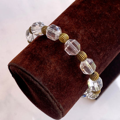 Brass and Quartz gemstone Stretch Bracelet