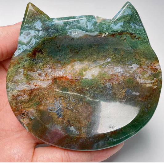 Natural Red Moss Agate Jewelry Dish