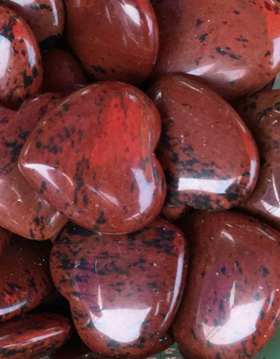 Natural red obsidian heart