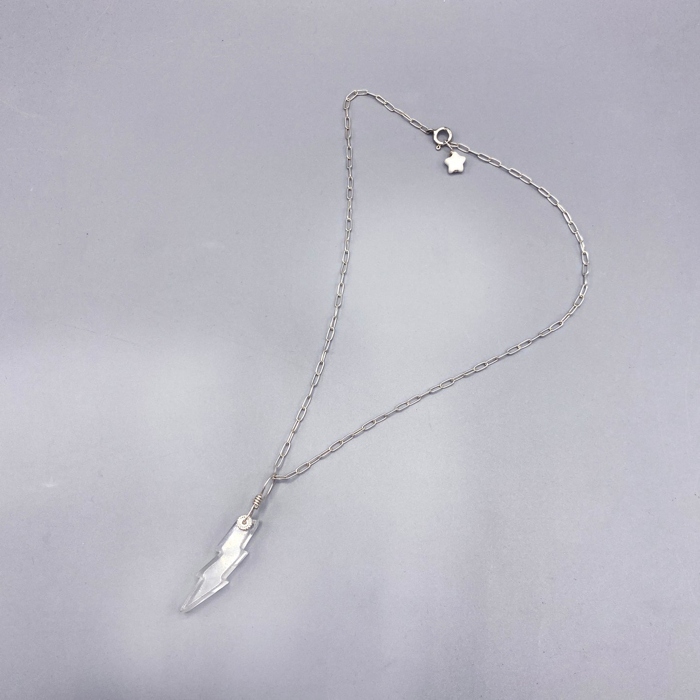 Quartz gemstone Bolt on sterling silver Necklace