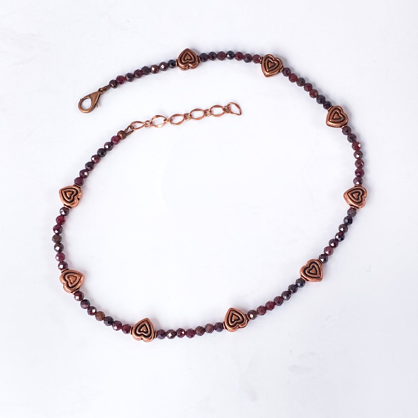 Garnet and Copper Heart Necklace