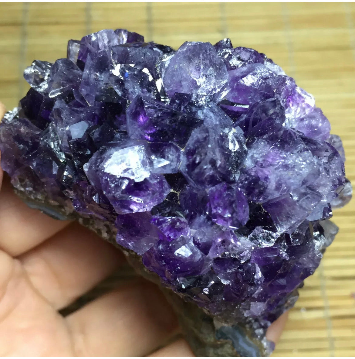 Natural Amethyst geode quartz cluster crystal specimen energy