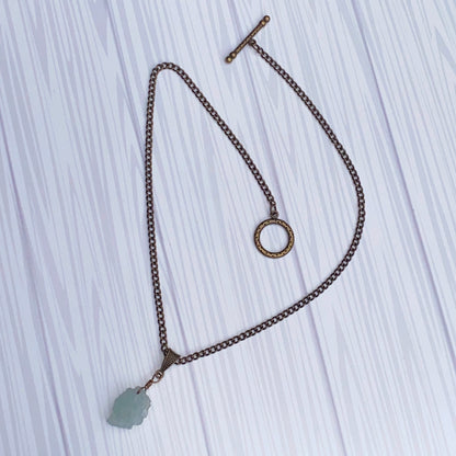 Raw Aquamarine gemstone on brass chain Necklace