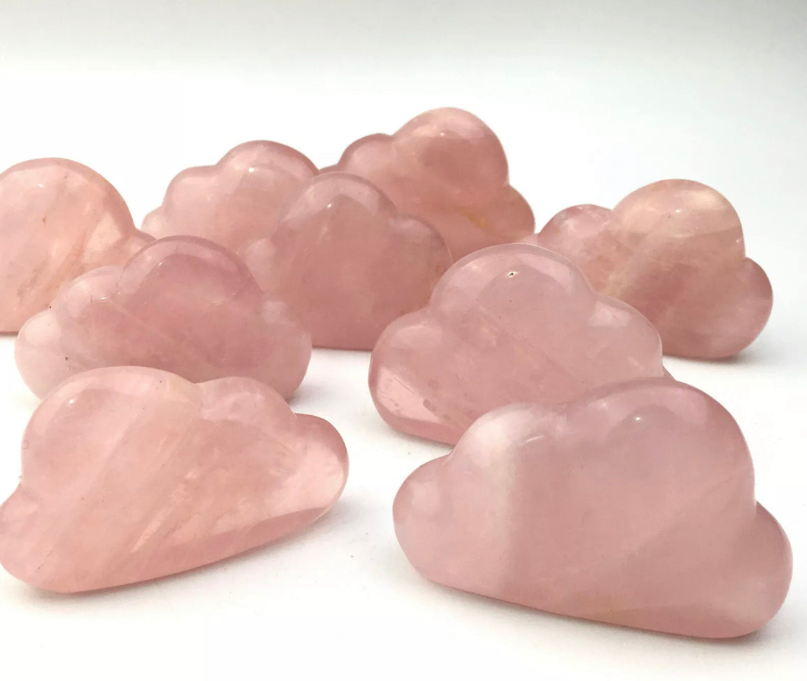 Natural Carved Rose Quartz Clouds semiprecious gemstones