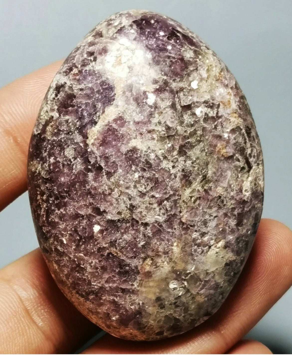 Natural Lepidolite Lithium Mica Polished Palm Stone