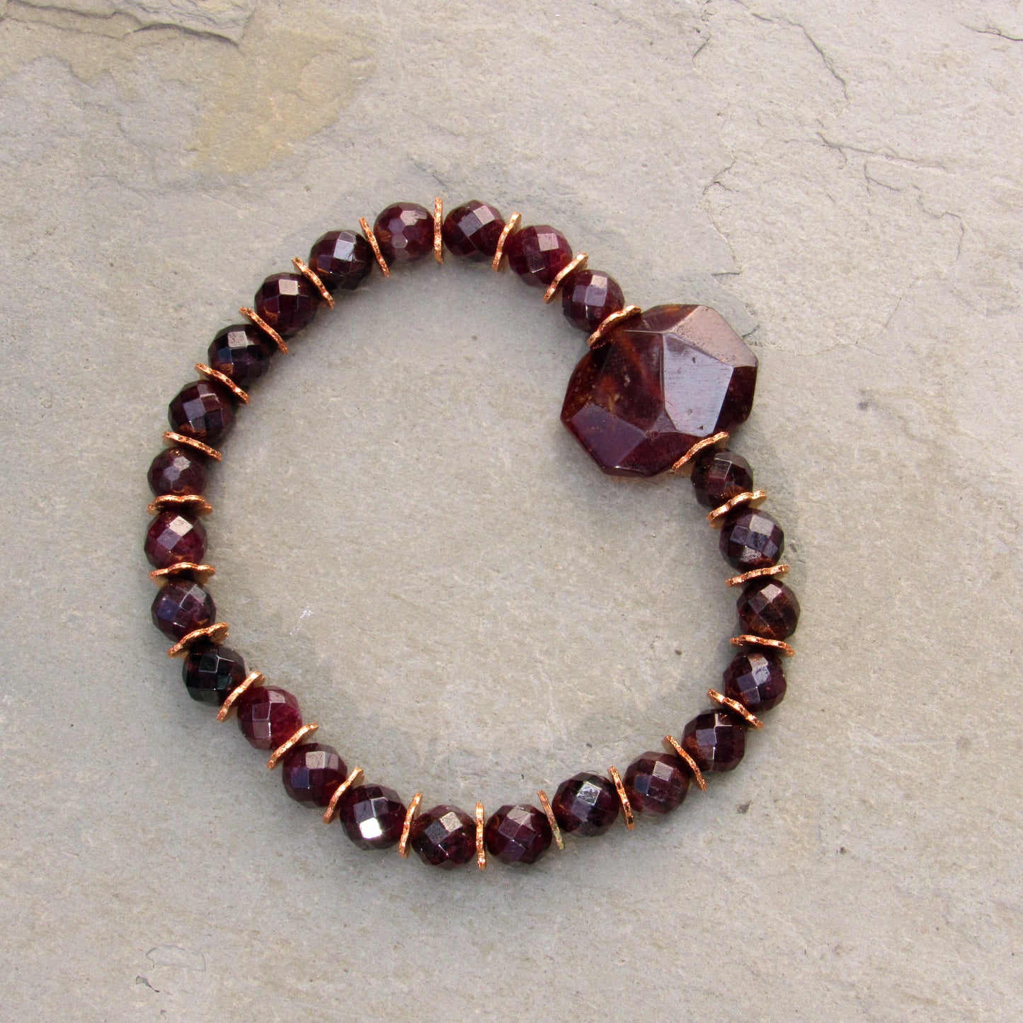 Women's Garnet gemstone and Copper Bracelet