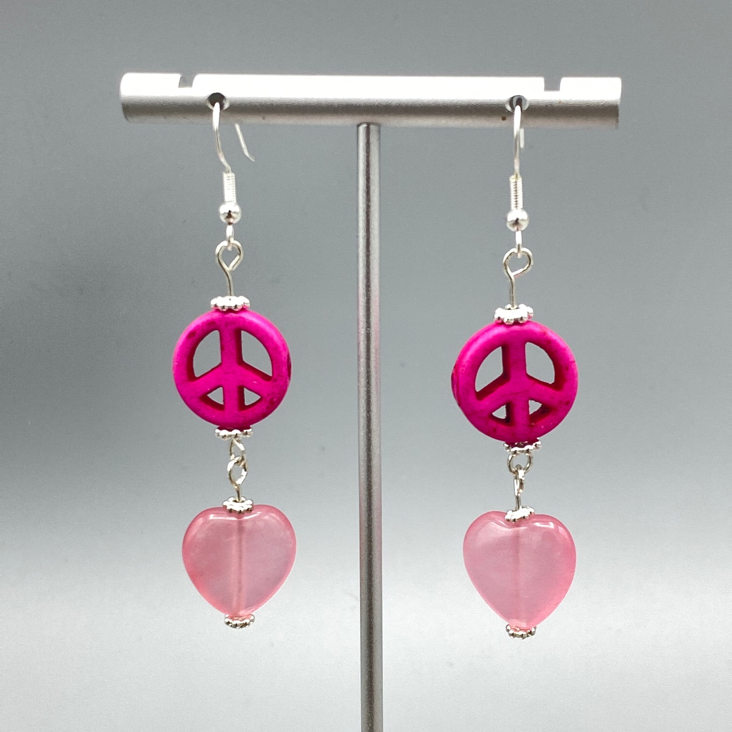 Peace and Hearts Gemstone Earrings