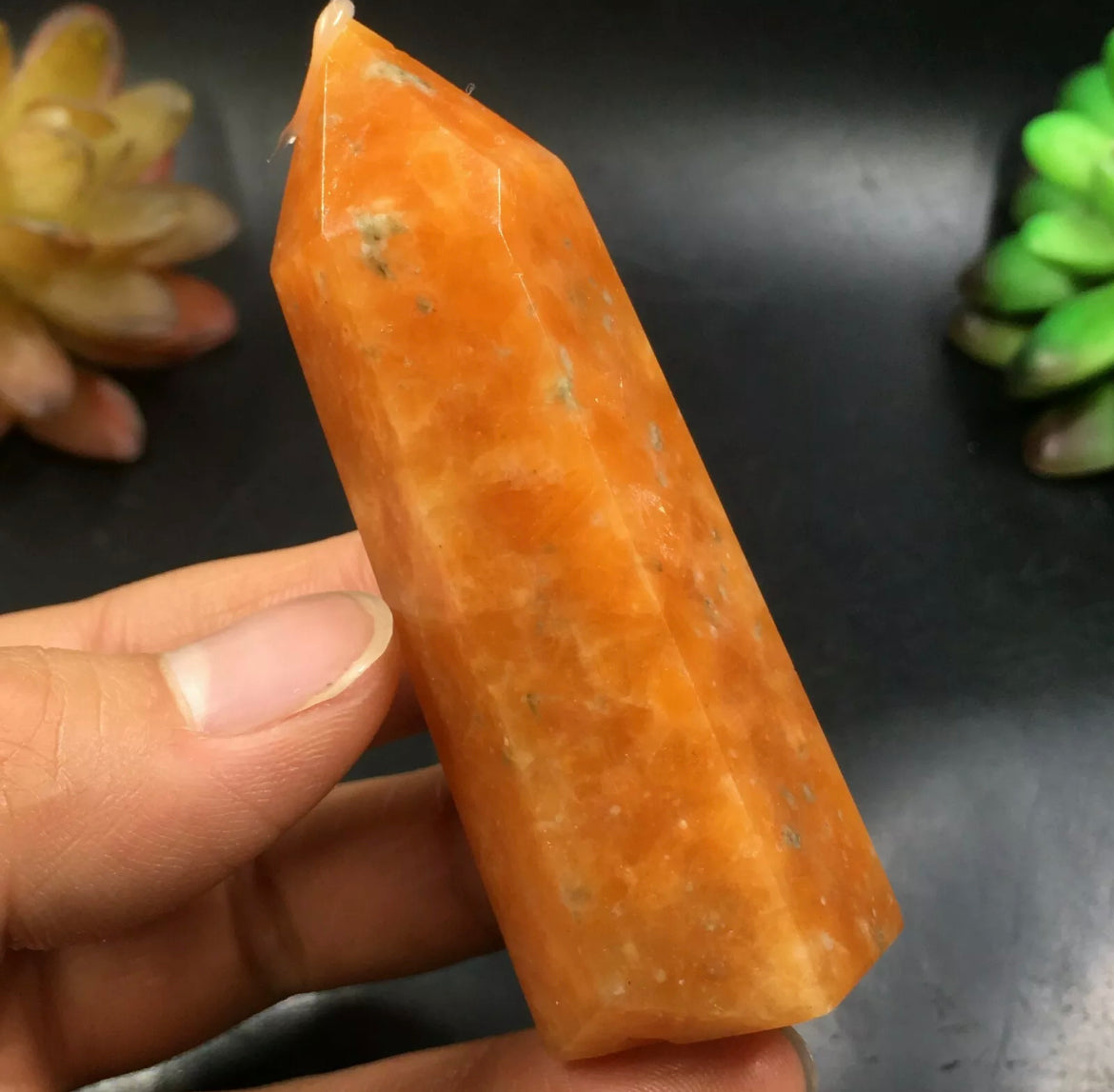 Natural Orange Calcite Crystal Wand