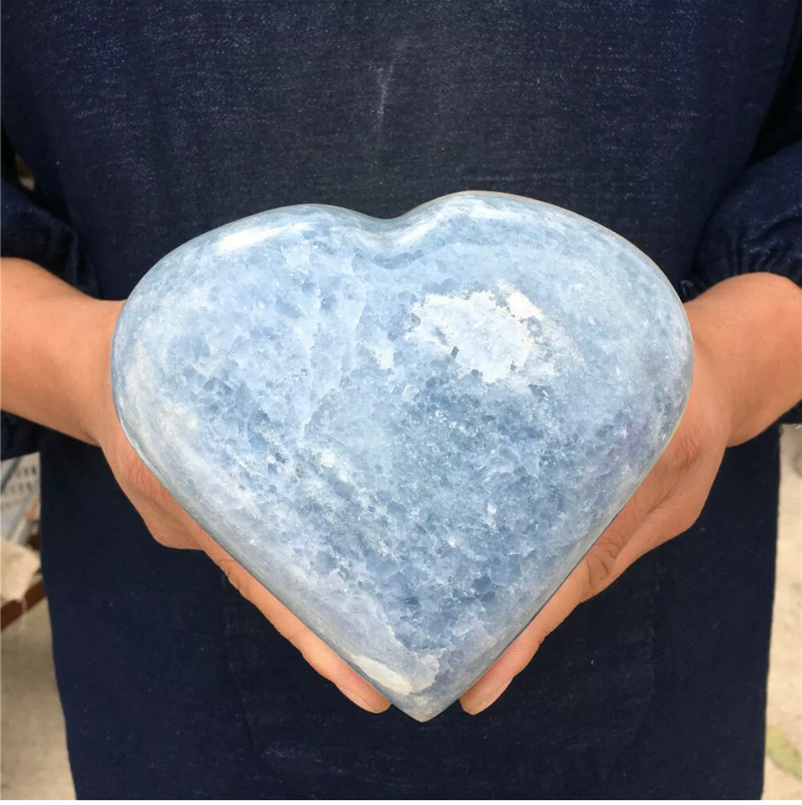 Natural Blue Calcite Gemstone Quartz crystal Heart