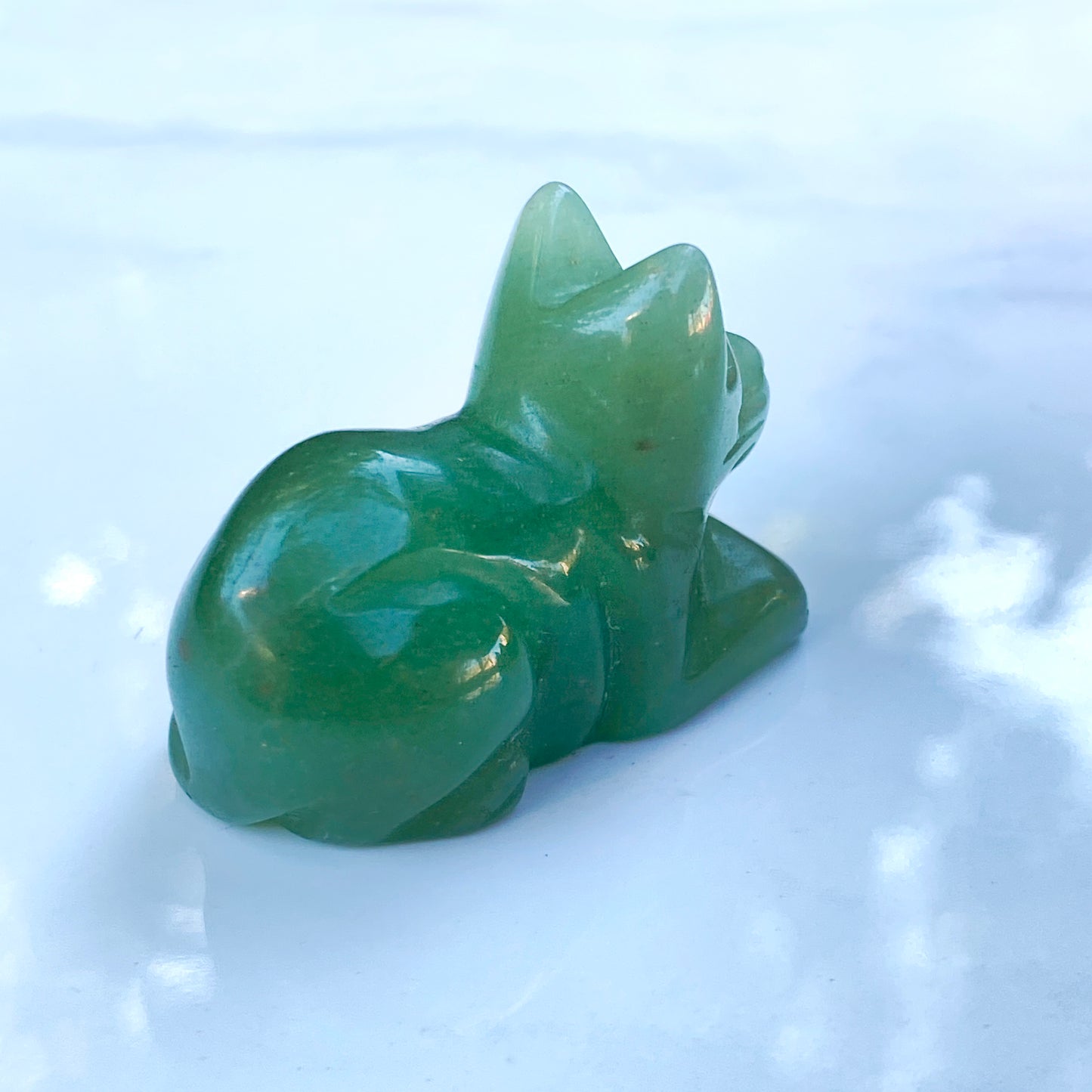 Natural Green Aventurine gemstone lying Cat