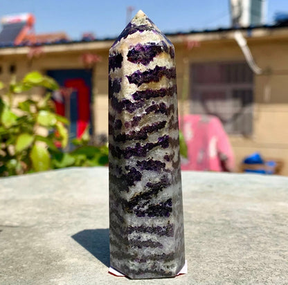 Natural Fluorite gemstone Crystal obelisk tower point wand