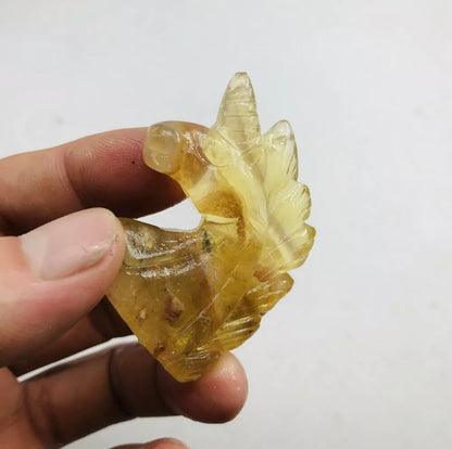 Natural Yellow Fluorite gemstone carved Unicorn