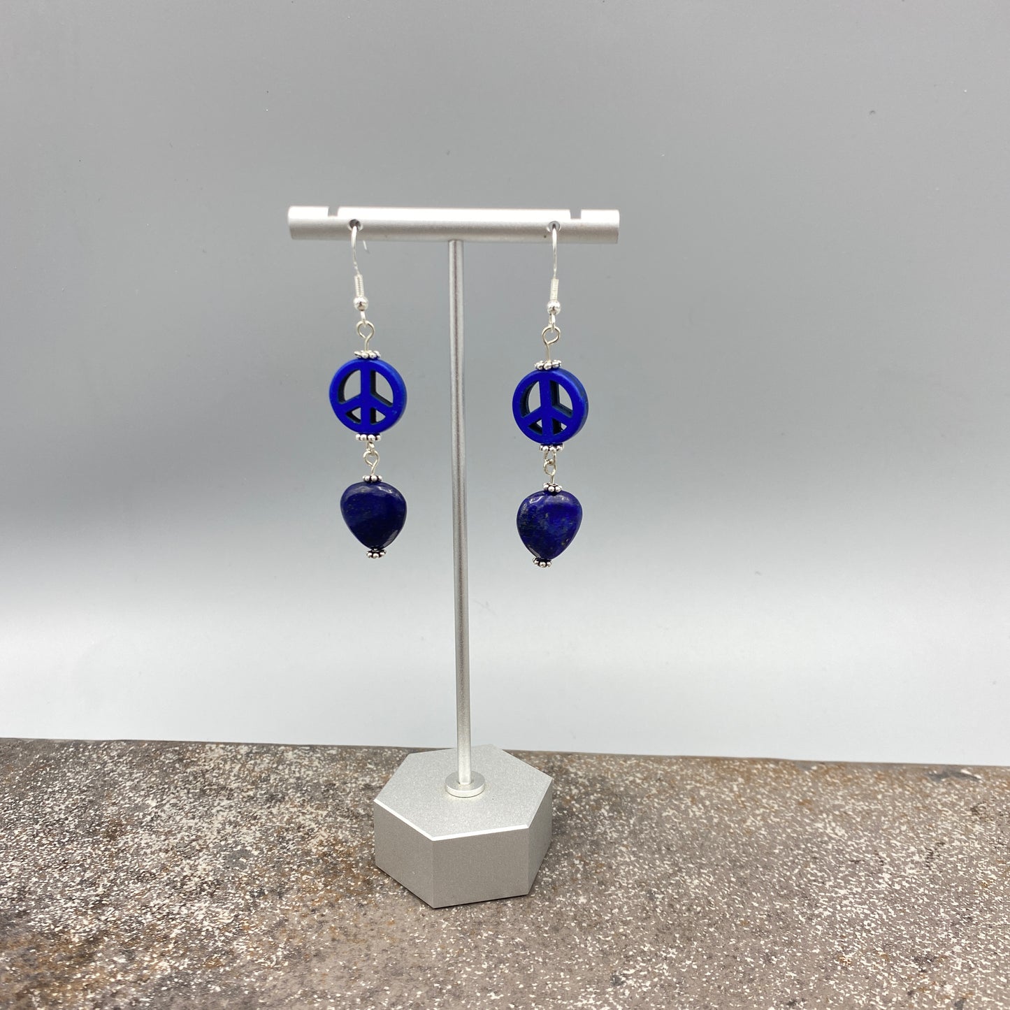 Peace and Hearts Gemstone Earrings