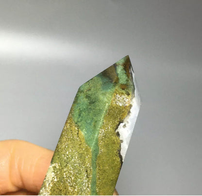 Natural moss agate gemstone Tower point wand