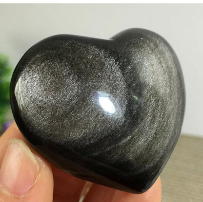 Natural Silver Obsidian heart