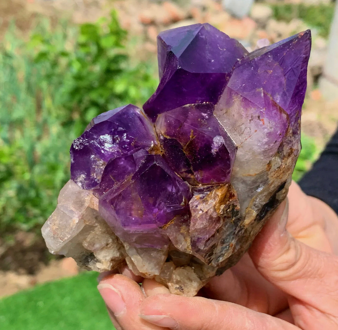 Natural Amethyst gemstone geode cluster crystal specimen