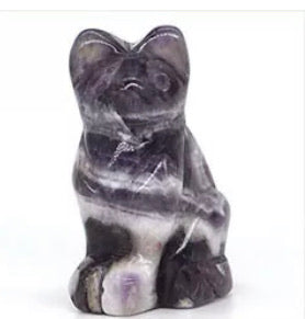 Amethyst gemstone carved Kitty Cat