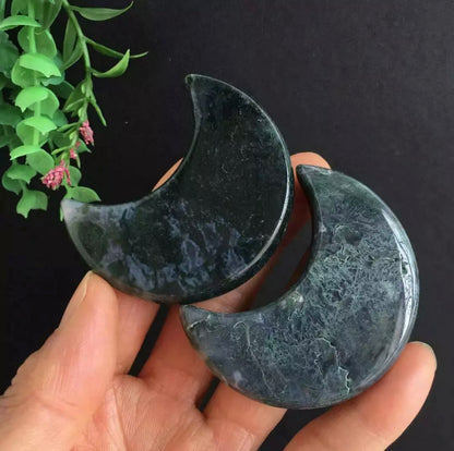 Blue Moss Agate Moon