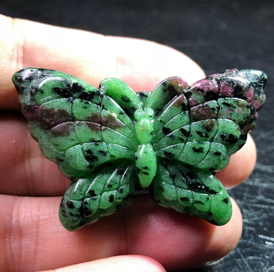 Natural Ruby Zoisite Semiprecious Gemstone crystal butterfly