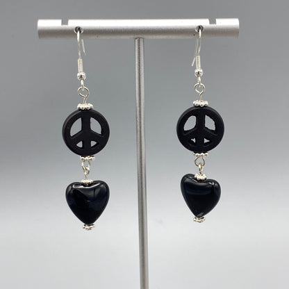 Peace and Hearts Gemstone Earrings