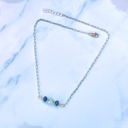 Blue Topaz gemstone, Blue Sapphire necklace