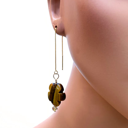 Tiger eye, rutile gold hand wrapped with 14 kt Gold vermeil sterling silver
