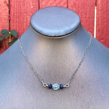 Blue Topaz gemstone, Blue Sapphire necklace