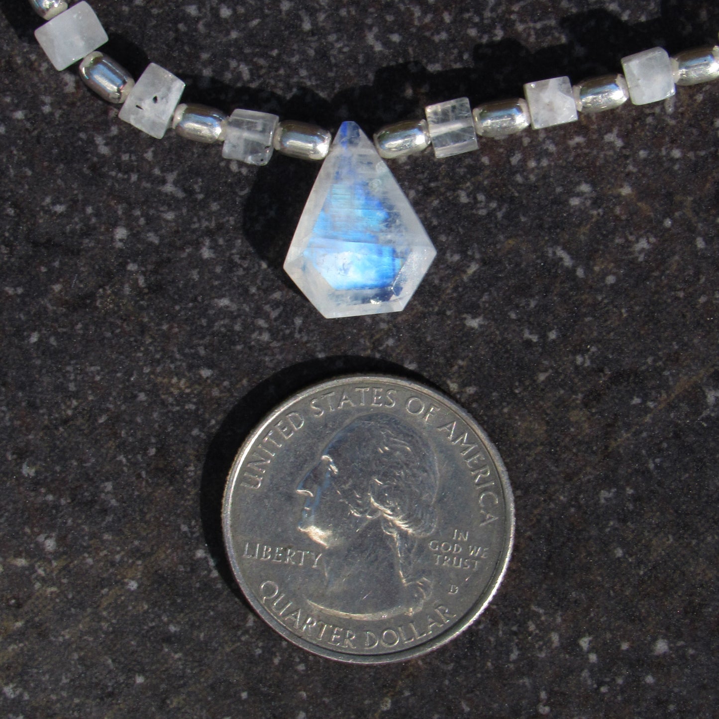 Moonstone gemstones and sterling silver necklace