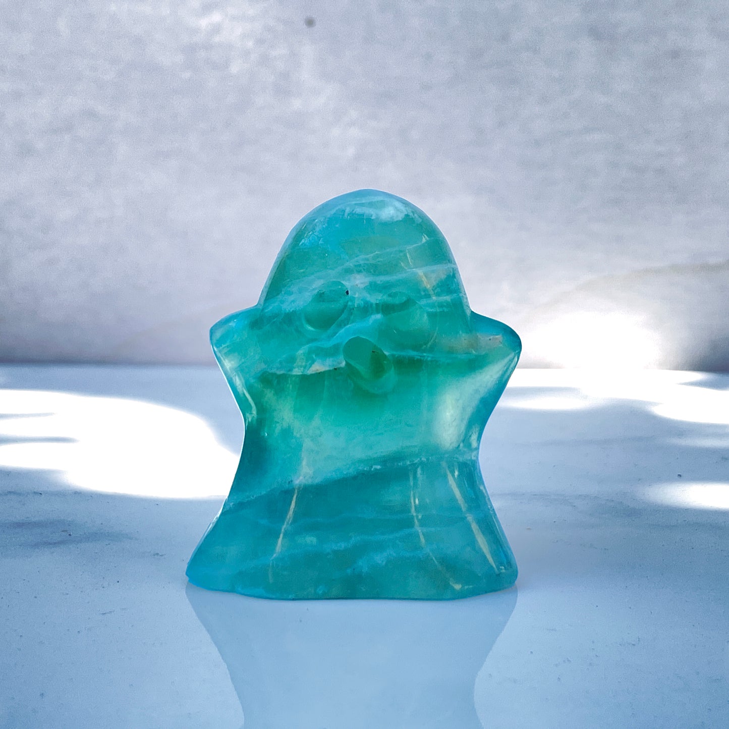 Fluorite gemstone carved Ghost