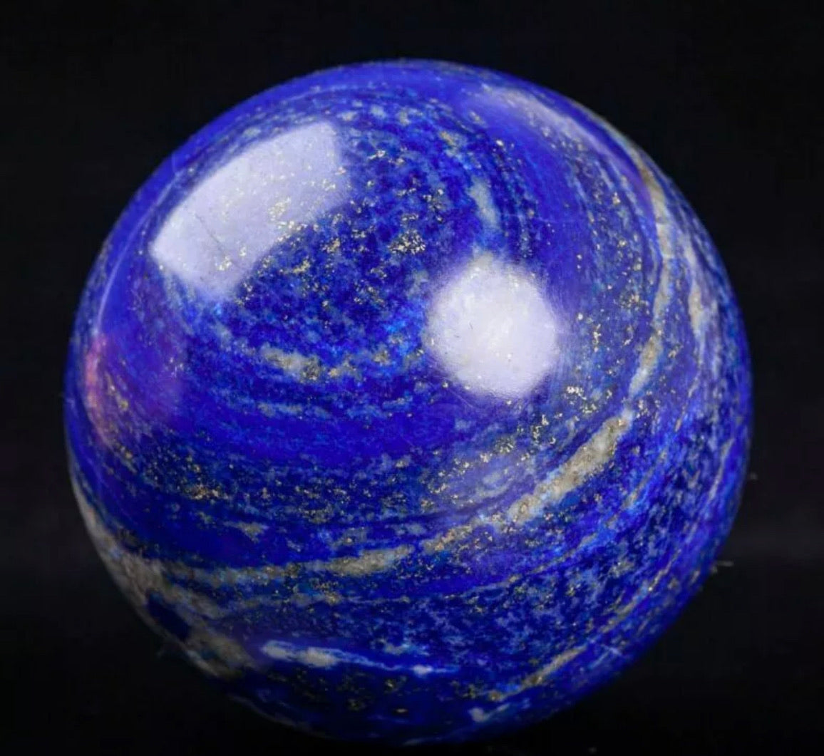 Natural Blue Lapis Lazuli Crystal Sphere Healing Ball with base