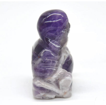 Natural Amethyst Crystal Laughing Buddha