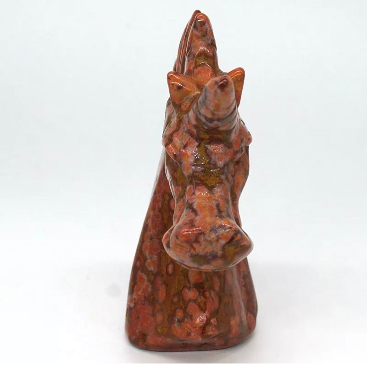 Leopard Jasper Unicorn Head Figurine Natural Gemstone Ornament Statue